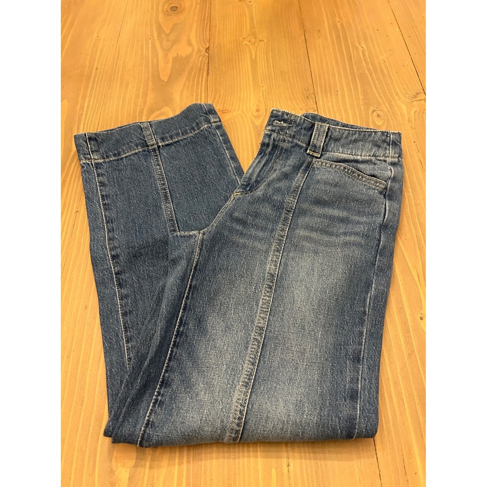 F4 Talbots Classic Jean Trouser Medium Wash Wide Leg Seamed Denim Jeans 0P